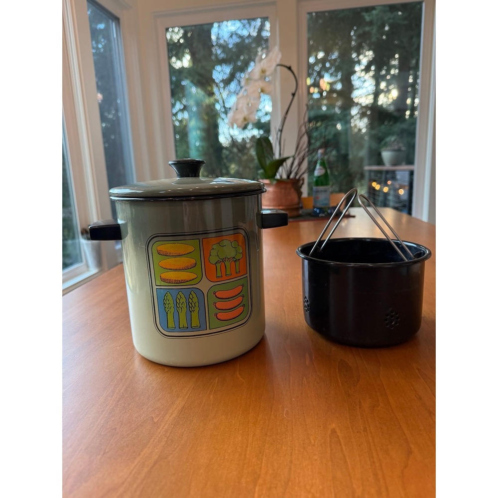 Vintage San Ignacio enamel ware steamer 3 pieces